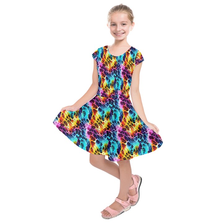 Rainbow Leopard 2 Kids  Short Sleeve Dress