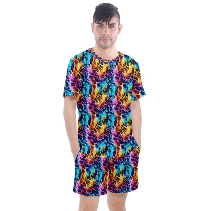 Rainbow Leopard 2 Men s Mesh Tee and Shorts Set