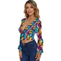 Rainbow Leopard 2 Long Sleeve Deep-V Velour Top View2