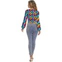 Rainbow Leopard 2 Long Sleeve Deep-V Velour Top View4