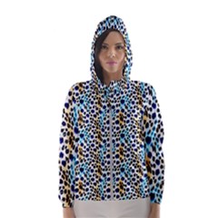 Blue Beige Leopard Women s Hooded Windbreaker by DinkovaArt