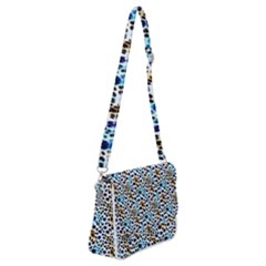 Blue Beige Leopard Shoulder Bag With Back Zipper by DinkovaArt