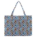 Blue Beige Leopard Zipper Medium Tote Bag View1