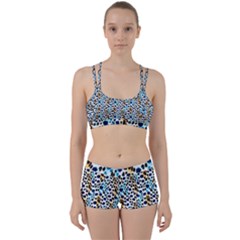 Blue Beige Leopard Perfect Fit Gym Set by DinkovaArt