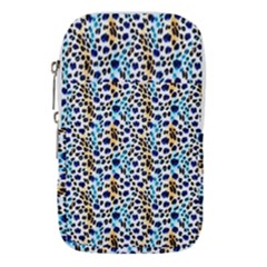 Blue Beige Leopard Waist Pouch (large) by DinkovaArt