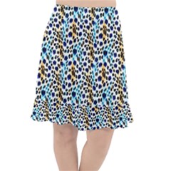 Blue Beige Leopard Fishtail Chiffon Skirt by DinkovaArt