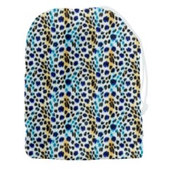 Blue Beige Leopard Drawstring Pouch (3xl) by DinkovaArt