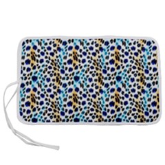 Blue Beige Leopard Pen Storage Case (s) by DinkovaArt