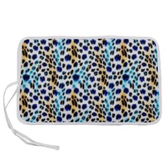 Blue Beige Leopard Pen Storage Case (m) by DinkovaArt