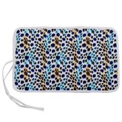 Blue Beige Leopard Pen Storage Case (l) by DinkovaArt