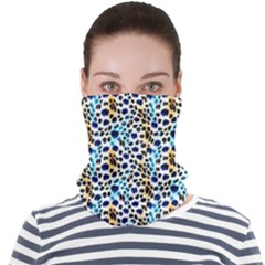 Blue Beige Leopard Face Seamless Bandana (adult) by DinkovaArt