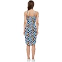 Blue Beige Leopard Wrap Frill Dress View4