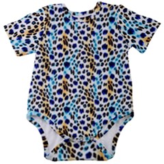 Blue Beige Leopard Baby Short Sleeve Bodysuit