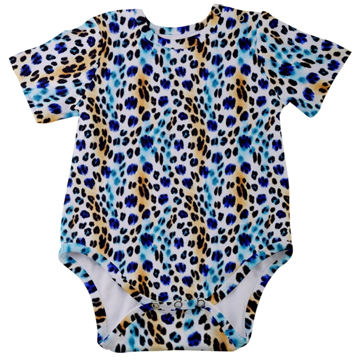 Blue Beige Leopard Baby Short Sleeve Bodysuit