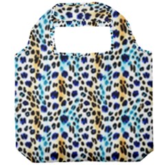 Blue Beige Leopard Foldable Grocery Recycle Bag by DinkovaArt