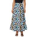 Blue Beige Leopard Tiered Ruffle Maxi Skirt View1