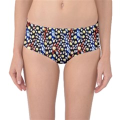 Colorful Leopard Mid-waist Bikini Bottoms by DinkovaArt