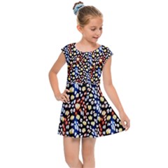 Colorful Leopard Kids  Cap Sleeve Dress by DinkovaArt