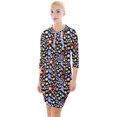 Colorful Leopard Quarter Sleeve Hood Bodycon Dress by DinkovaArt