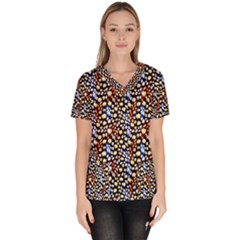 Colorful Leopard Women s V-neck Scrub Top by DinkovaArt