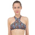 Colorful Leopard High Neck Bikini Top View1