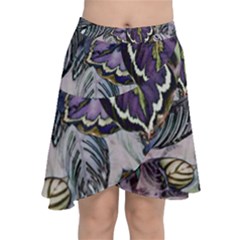 Dark Leaves Chiffon Wrap Front Skirt by DinkovaArt