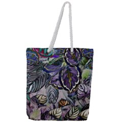 Dark Leaves Full Print Rope Handle Tote (large) by DinkovaArt