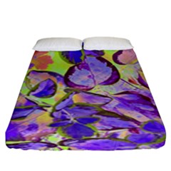 Purple Leaves Fitted Sheet (king Size) by DinkovaArt