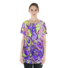 Purple Leaves Skirt Hem Sports Top by DinkovaArt