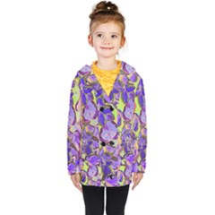 Purple Leaves Kids  Double Breasted Button Coat by DinkovaArt