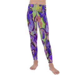 Purple Leaves Kids  Lightweight Velour Leggings by DinkovaArt