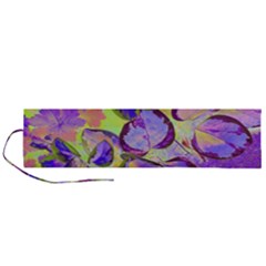 Purple Leaves Roll Up Canvas Pencil Holder (l) by DinkovaArt