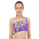 Purple Leaves Spliced Up Bikini Top  View1