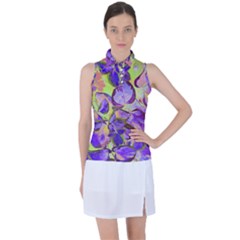 Purple Leaves Women s Sleeveless Polo Tee by DinkovaArt