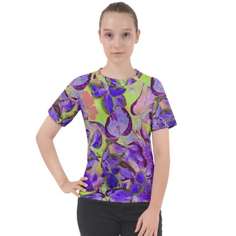 Purple Leaves Women s Sport Raglan Tee by DinkovaArt