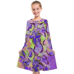 Purple Leaves Kids  Midi Sailor Dress by DinkovaArt