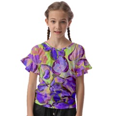 Purple Leaves Kids  Cut Out Flutter Sleeves by DinkovaArt