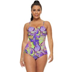 Purple Leaves Retro Full Coverage Swimsuit by DinkovaArt