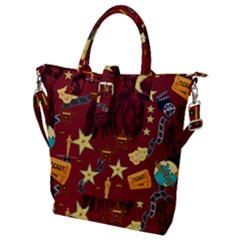 Dark Red Celebrity  Buckle Top Tote Bag by PollyParadiseBoutique7