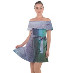 Abstract Pattern  Off Shoulder Velour Dress