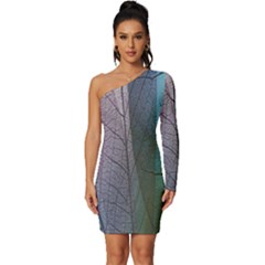 Abstract Pattern  Long Sleeve One Shoulder Mini Dress by artworkshop