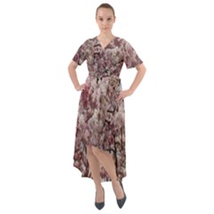 Almond Tree Flower Front Wrap High Low Dress by artworkshop