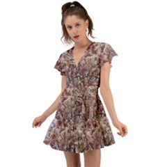 Almond Tree Flower Flutter Sleeve Wrap Dress by artworkshop