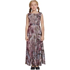 Almond Tree Flower Kids  Satin Sleeveless Maxi Dress by artworkshop