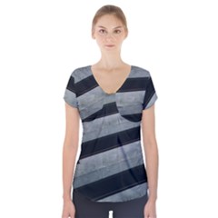 Pattern With A Cement Staircase Short Sleeve Front Detail Top by artworkshop