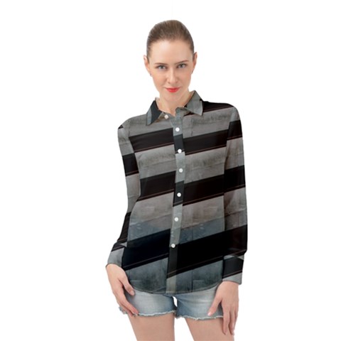 Pattern With A Cement Staircase Long Sleeve Chiffon Shirt by artworkshop