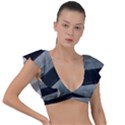 Pattern with a cement staircase Plunge Frill Sleeve Bikini Top View1