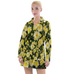 Autumn Background Closeup Flowers Women s Long Sleeve Casual Dress by artworkshop