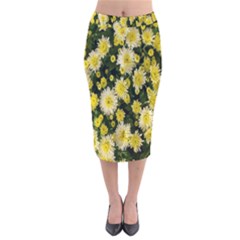 Autumn Background Closeup Flowers Velvet Midi Pencil Skirt by artworkshop