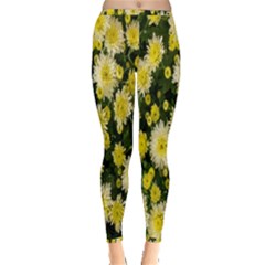 Autumn Background Closeup Flowers Inside Out Leggings by artworkshop